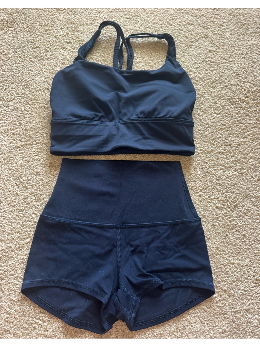 lululemon athletica Navy High-Waist Athletic Shorts & Sports Bra Set